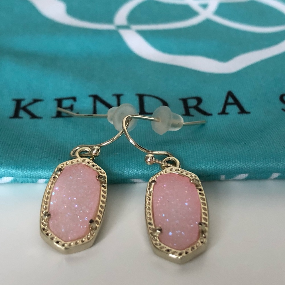 Kendra Scott Rose Quartz Drusy Drop Earrings